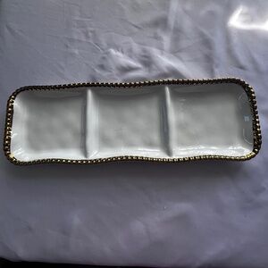 Elegant 3-section ceramic serving tray from the Baroque Collection14.75” x 5.15”